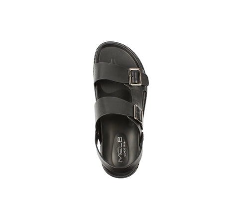 Sandale casual, barbati, MELS OB10555, negru, piele naturala